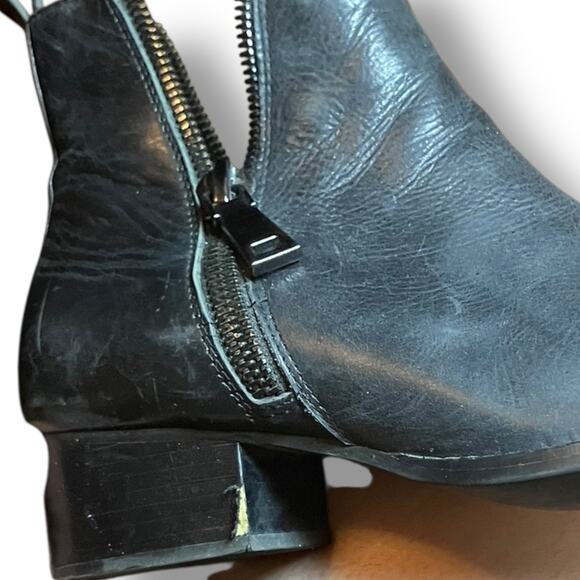 Jeffrey Campbell Black Leather Ankle Booties 8.5 Zip Chunky Heel Boots - Picture 8 of 8